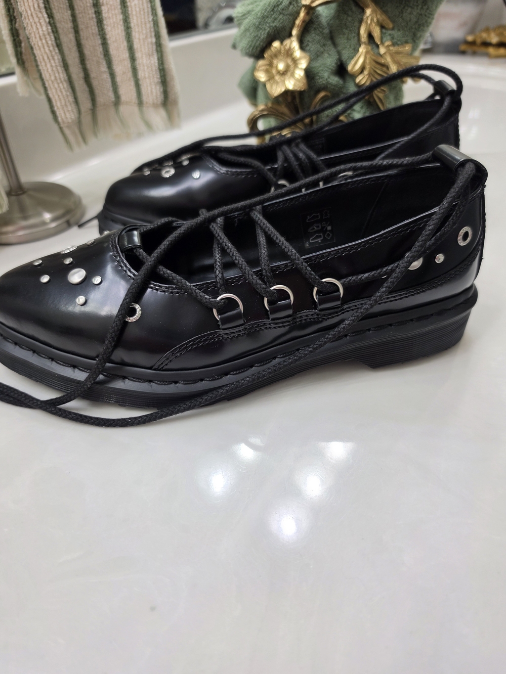 Dr. Martens Elphie II HDW Black Studded Lace-Up Flats